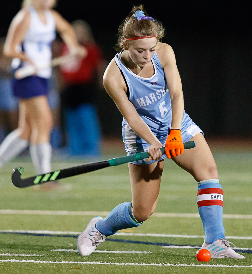 Marshall's Emma Payze advances the ball. (Photo by Deb Kolt)